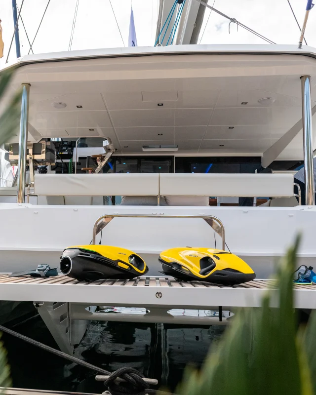 Ready for the next adventure. 

@privilegecatamarans now equipped with SEABOBs for the ultimate experience at sea.
 
#cannesyachtingfestival #yachting #waterscooter